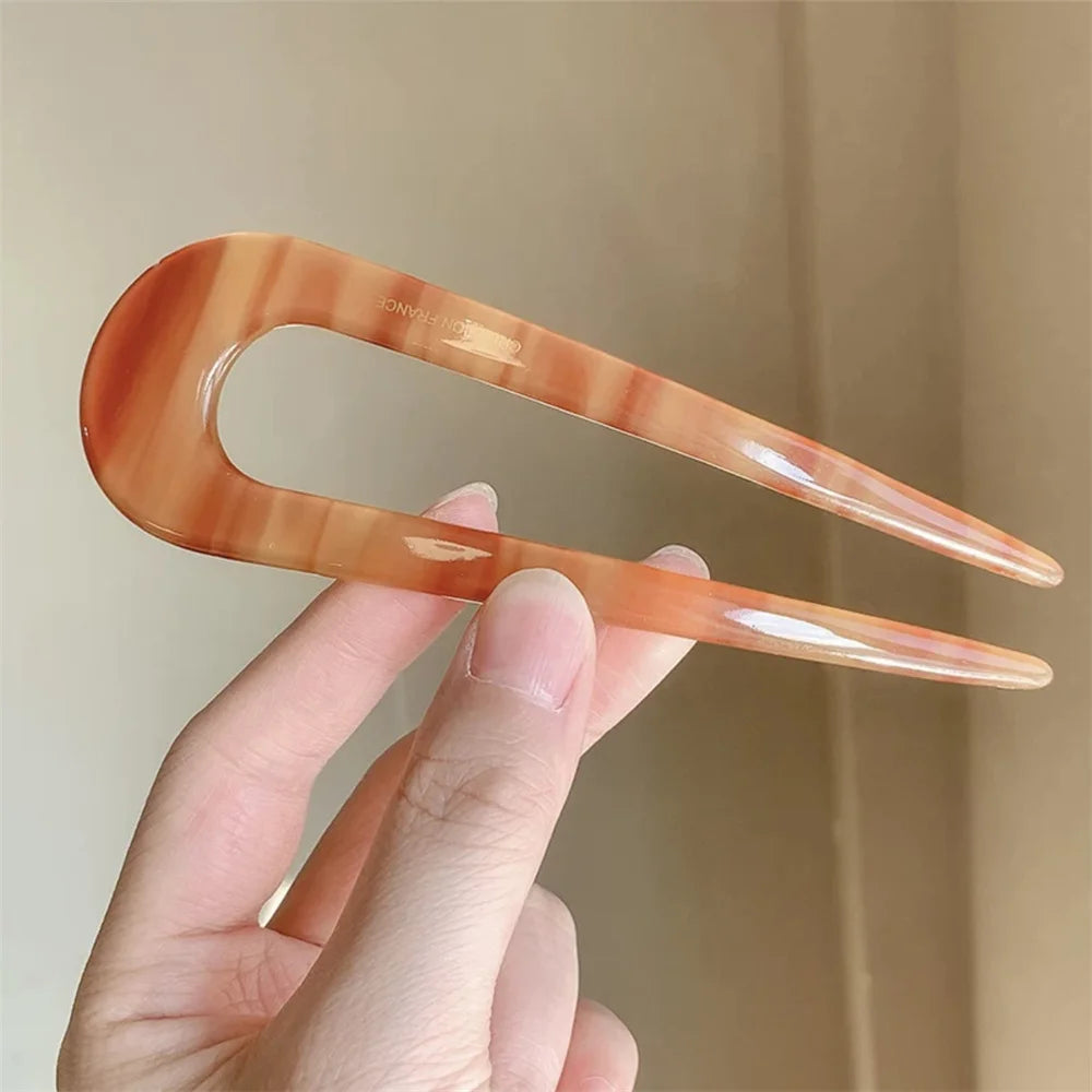 Leopard Print U-Shaped Hair Fork