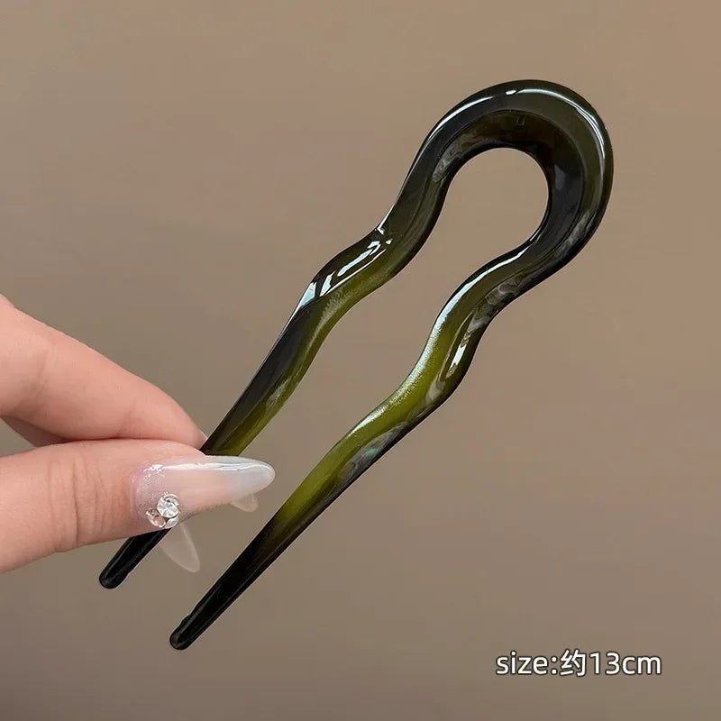 U-Shaped Tortoiseshell Acetate Hair Fork