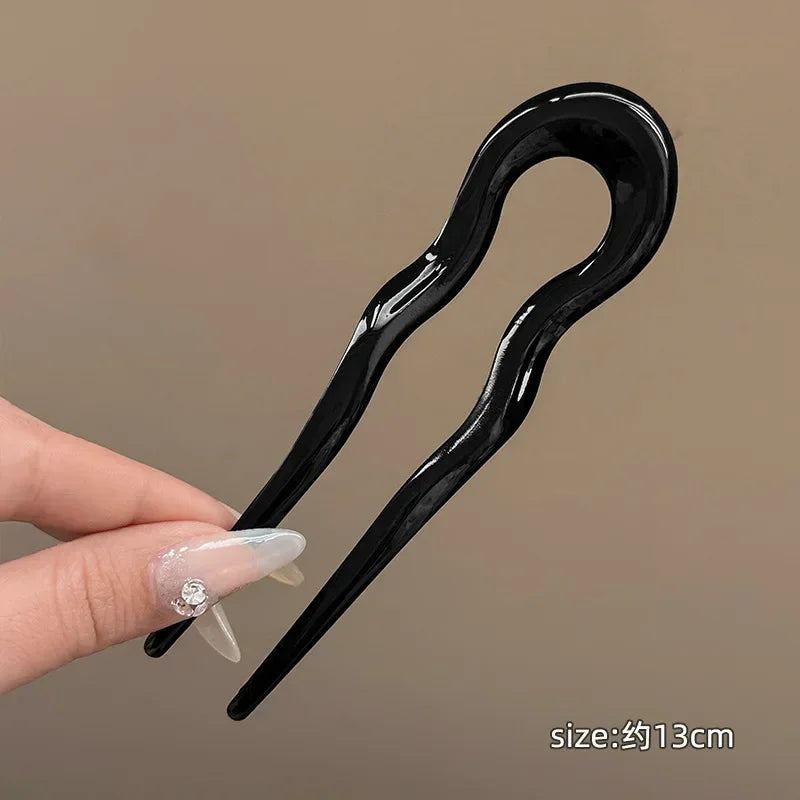 U-Shaped Tortoiseshell Acetate Hair Fork