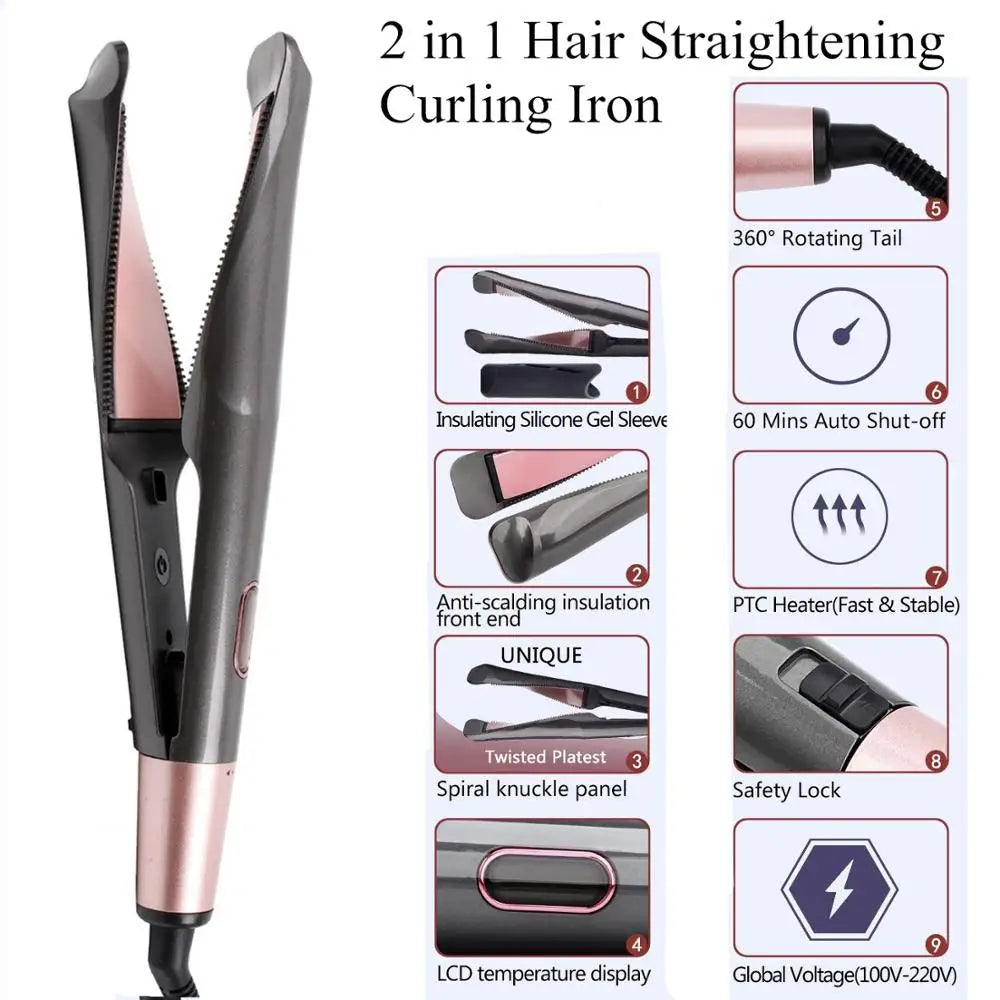 2-in-1 Hair Straightener & Curler