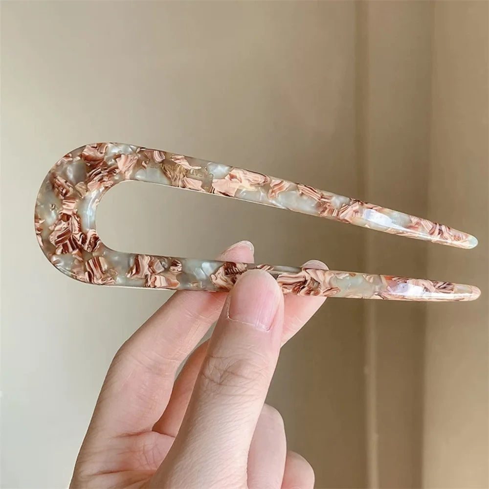 Leopard Print U-Shaped Hair Fork