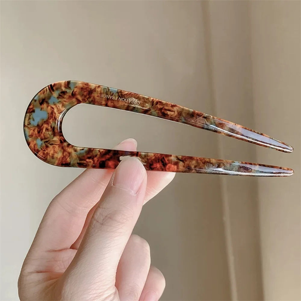 Leopard Print U-Shaped Hair Fork