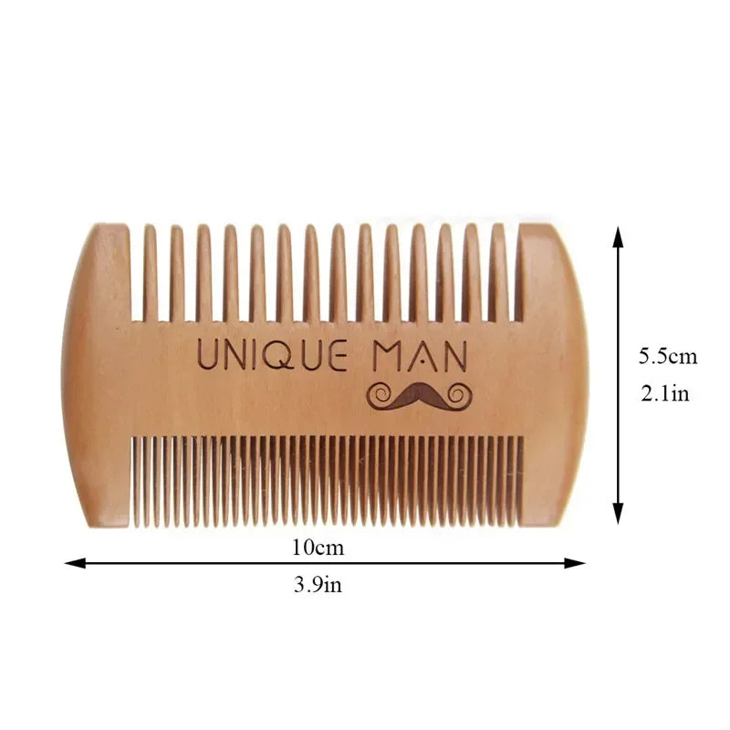 Men's Wooden Beard Comb with Leather Case