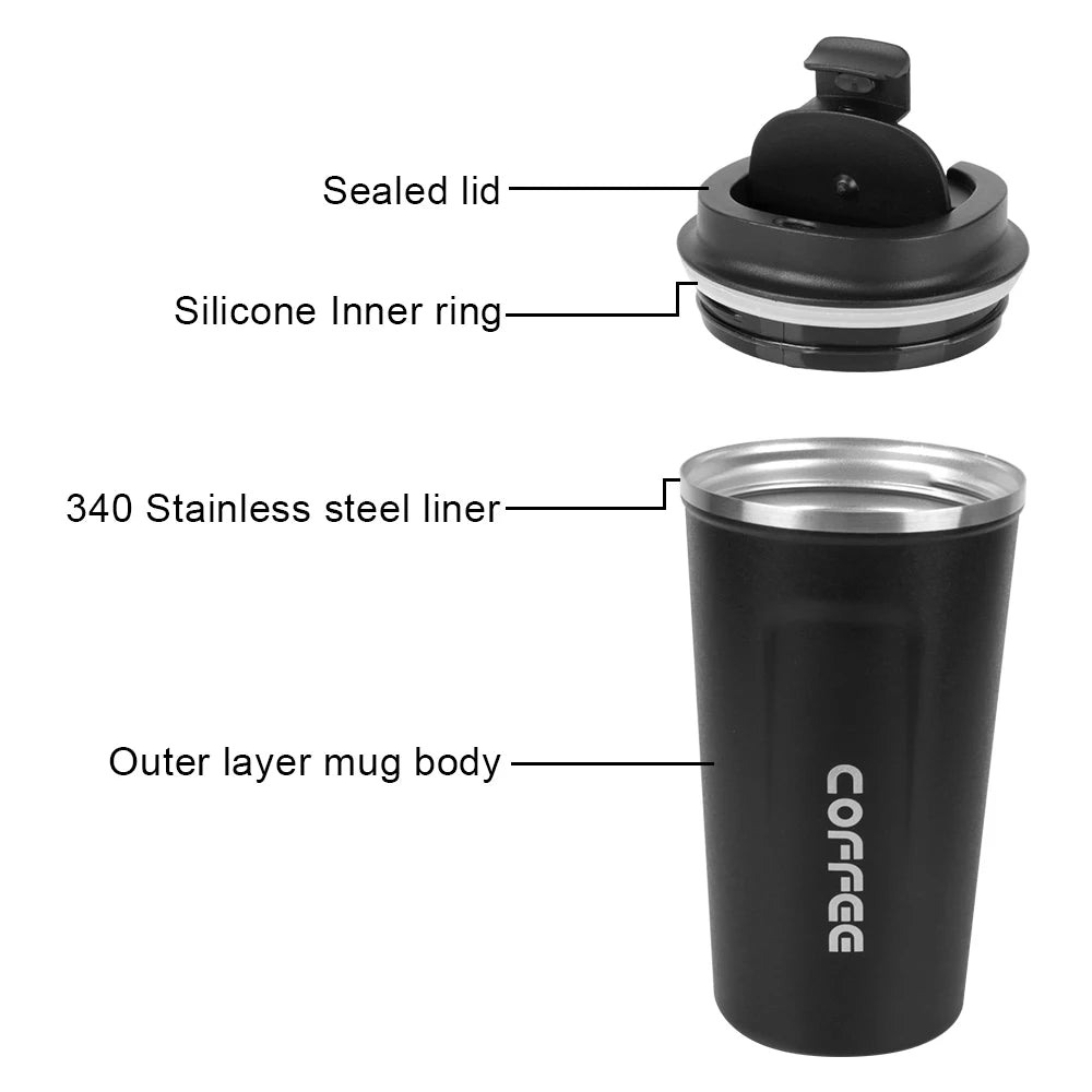 Leak-Proof Stainless Steel Travel Thermo Mug – 380/510ML