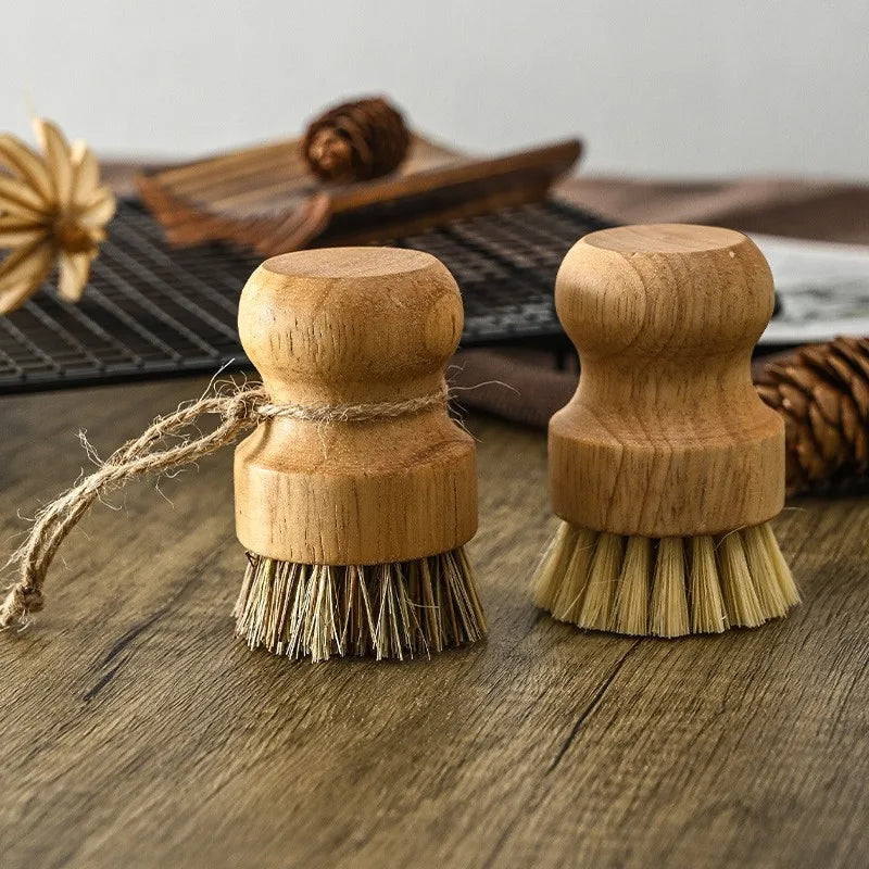 Wooden Handle Sisal Dish Scrubbing Brush