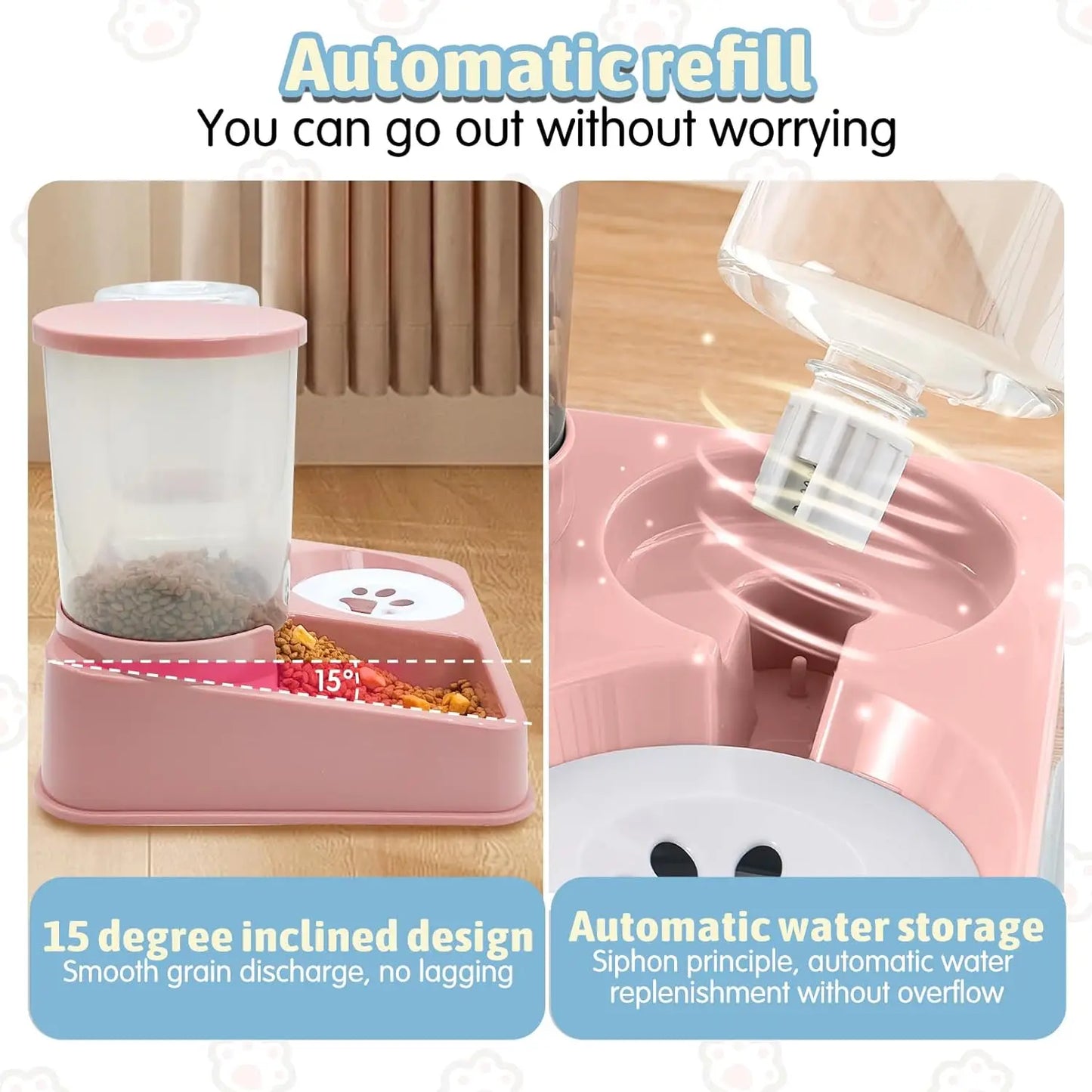 Automatic Graviry Cat & Small Dogs food and water Dispenser