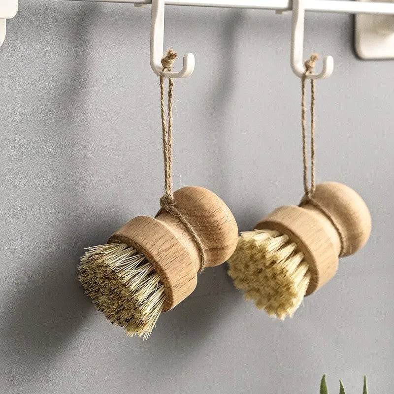 Wooden Handle Sisal Dish Scrubbing Brush