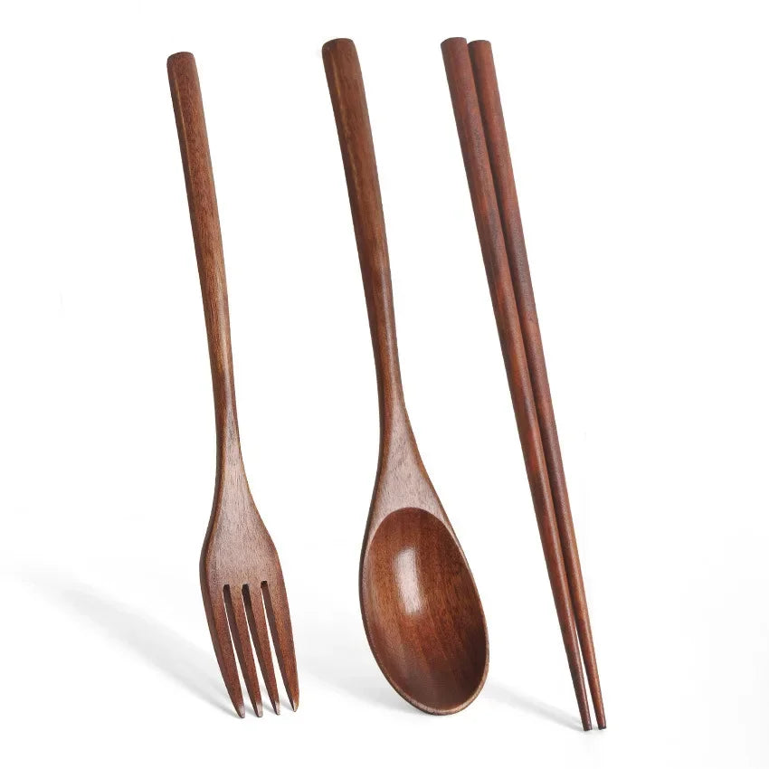 5-Piece Eco-Friendly Wooden Spoon & Fork Set