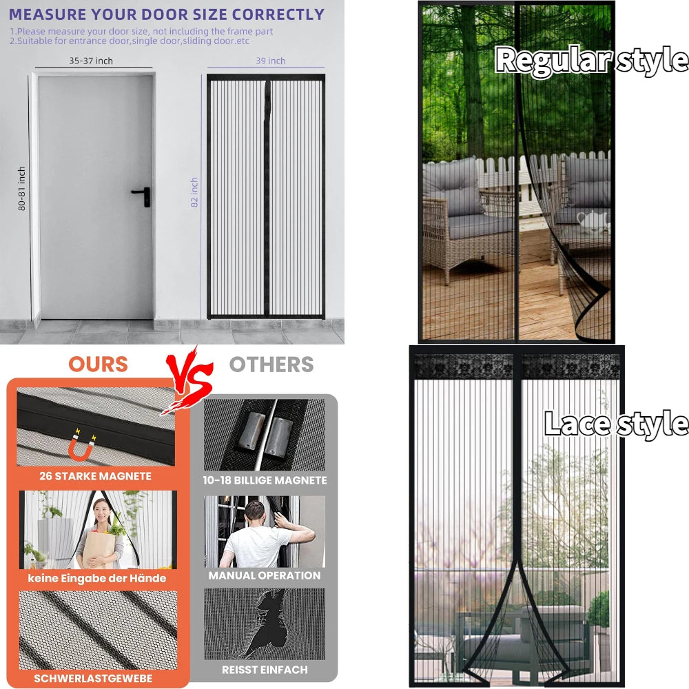 No-Punch Magnetic Screen Door Curtain