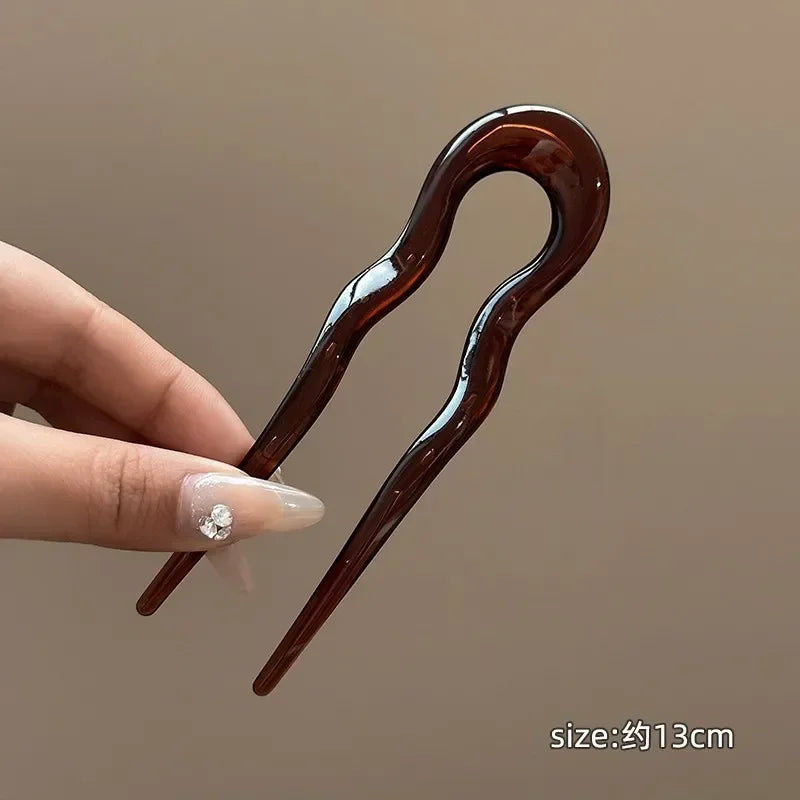 U-Shaped Tortoiseshell Acetate Hair Fork