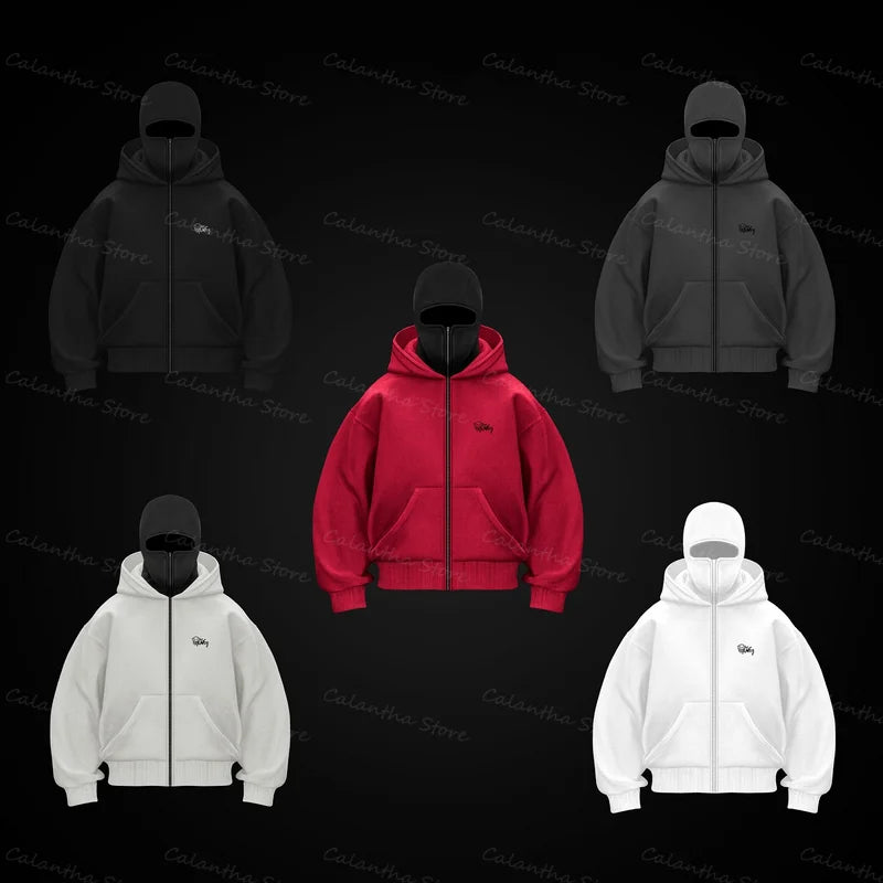 Men's Winter Zip Hoodie with Balaclava