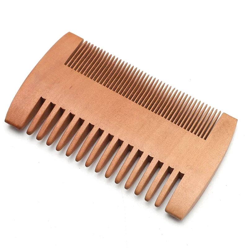 Men's Wooden Beard Comb with Leather Case