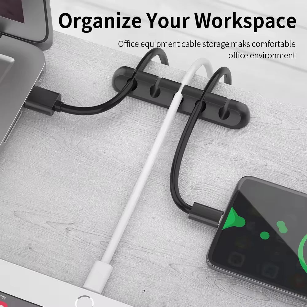 USB Cable Organizer – Self-Adhesive Silicone Clips